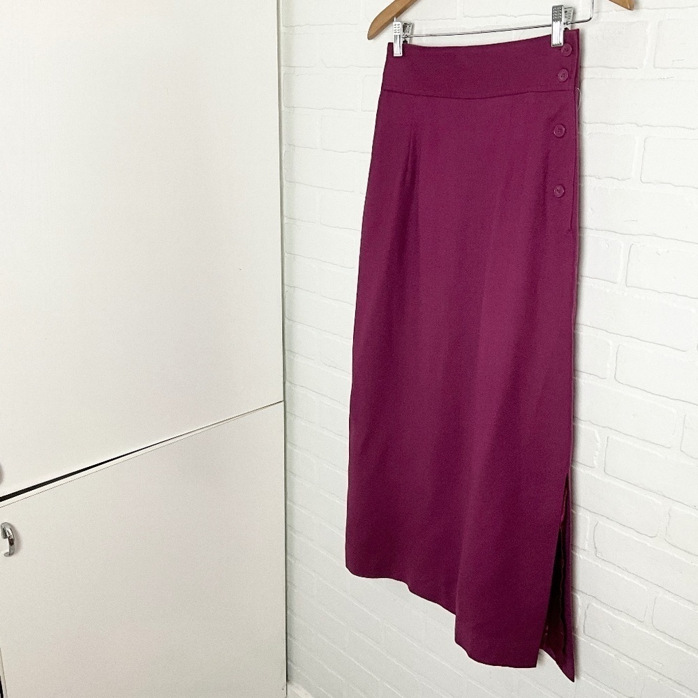 NWT Vintage Deadstock 60s Maxi Skirt Compagnie baie d’Hudson Wool Magenta Sz 6 - Picture 6 of 14